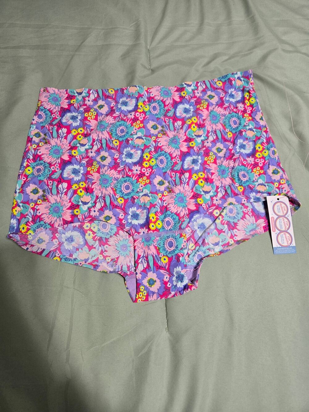 Cheek boss 3x women's high waisted bright floral brief panties new with tags